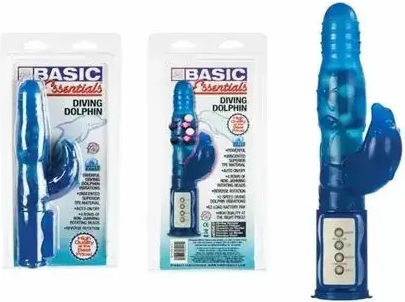 Водоустойчив Вибратор Basic Essentials 52414 10-352 2 Скорости 4 Реда Въртящи Се Мъниста 25 См Син