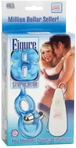 Пръстен за ерекция California Exotic 013897 10-249 Фигура 8 Контролер Вибрираща Пулсация 13 х 4 см Син