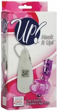 Inel pentru penis cu vibrație California Exotic 076052 10-248 Hook It Up Controller Stimulator clitoridian Roz