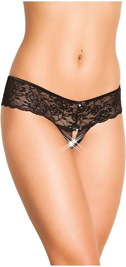 Softline 2403 Женски Секси Прашка с отворена пикантност Дантела без кръста G-String Black