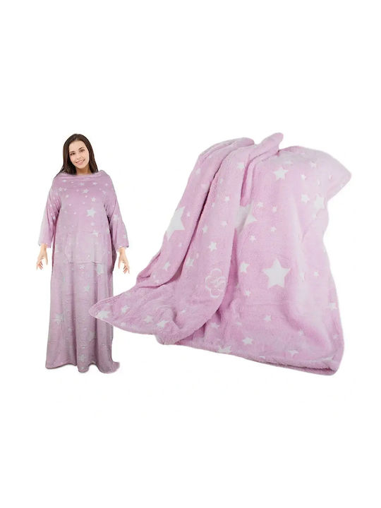 Verk Group Κουβέρτα Fleece με Μανίκια 190x170εκ. Ροζ
