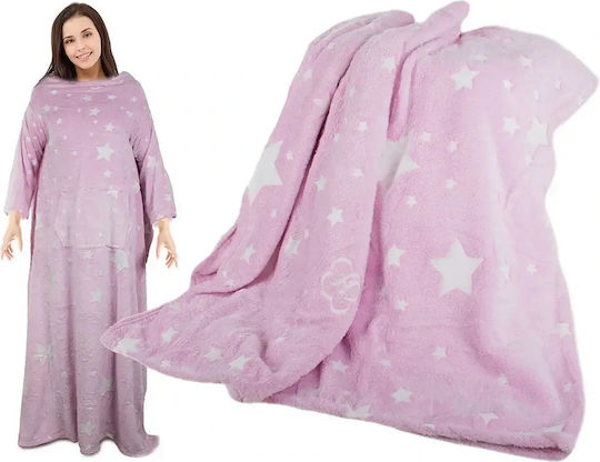 Verk Group Fleece-Decke mit Ärmeln 190x170cm Rosa