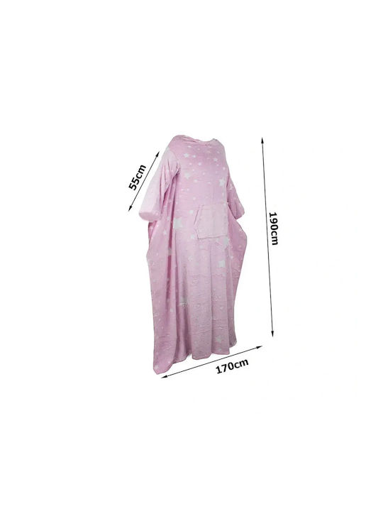Verk Group Κουβέρτα Fleece με Μανίκια 190x170εκ. Ροζ