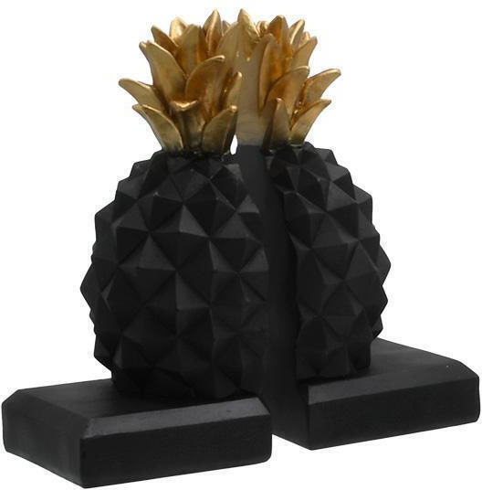Set Of 2 Pineapple Bookends Fl530 Fylliana Polyresin Black-Gold 9x9x19cm
