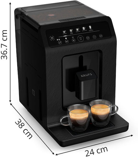 Krups Evidence Eco Design Automat Espressoare 1450W Presiune 15bar cu Râșniță Neagră EA8968E0