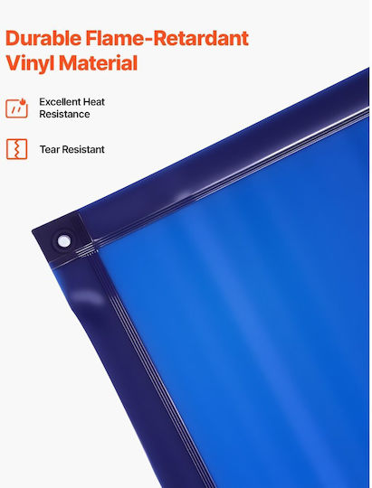 Vevor Welding Screen Welding Screen Frame Curtain 1.74 X 1.74 M Flame Resistant Vinyl Protective Screens Lockable Swivel Wheels UV Protection 6 Levels Laboratory Industrial Use Blue