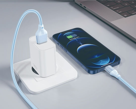 XO Regular USB-A la Cablu Lightning 18W Albastru 1m