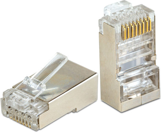 Комплект 100 Бр Rj45 Ftp Cat6 Пропускащи Конектори 8p8c Метални