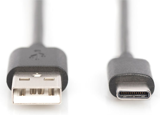 Digitus USB 2.0 Cable USB-C male - USB-A PD Μαύρο 1.8m AK-300154-018-S