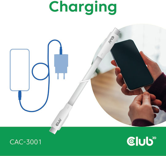 Club3D USB 2.0 Cable USB-C male - USB-C 240W PD Λευκό 2m CAC-3001