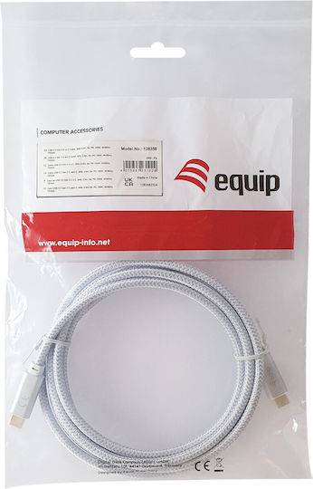 Equip USB 3.2 Video Cable USB-C male - USB-C 100W PD Λευκό 3m 128360