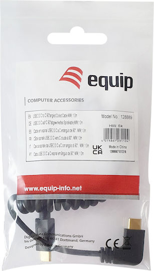 Equip USB 2.0 Cable USB-C male - USB-C Μαύρο 1m 128889