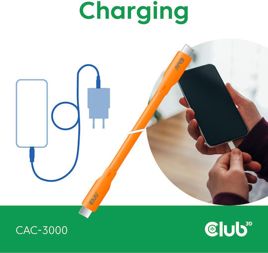Club3D USB 2.0 Cable USB-C male - USB-C 240W PD Πορτοκαλί 2m