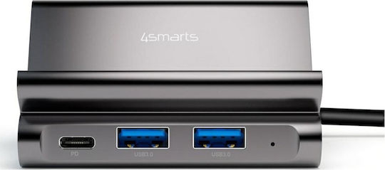 4Smarts USB 3-Port USB 3.1 Hub with USB-C Connection Gray