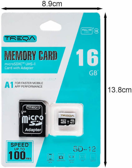 Treqa SD-12 SDHC 16GB U1 A1 UHS-I 100MB/s With Adapter