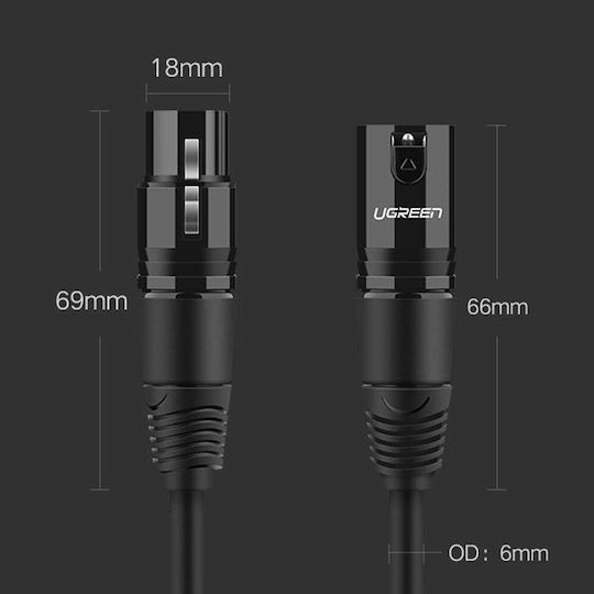 Ugreen Av130 Cable XLR Male - XLR Female Black 5m 20712B