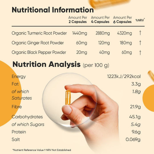WeightWorld Organic Turmeric with Ginger & Black Pepper 505mg 180 κάψουλες