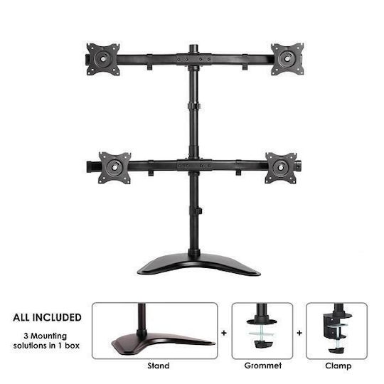 Neomounts Schreibtisch Halterung für 4 Monitore bis 27" mit Arm (NM-D335D4BLACK)