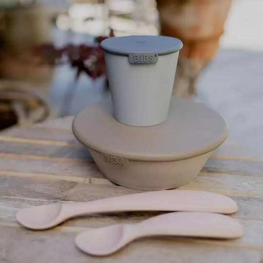 Kinder-Essgeschirr-Set aus Silikon Beige 3Stück