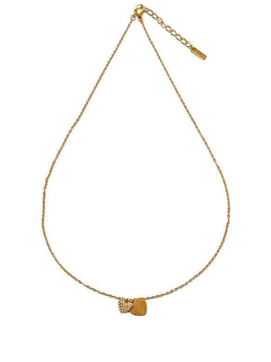 Awear Necklace Double with design Heart from Gold Plated Steel