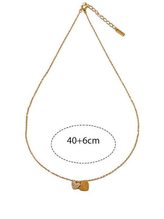 Awear Necklace Double with design Heart from Gold Plated Steel