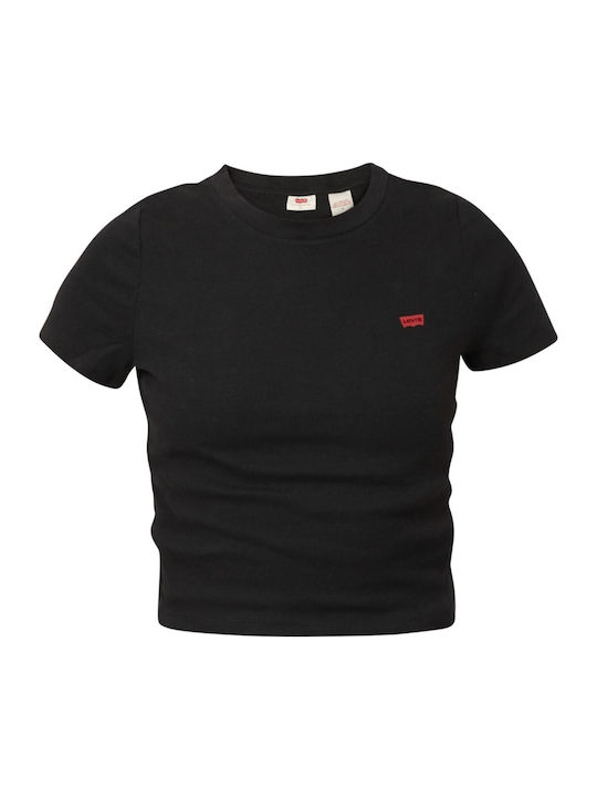 Essential Sporty Γυναικείο Αθλητικό Crop T-shirt Black