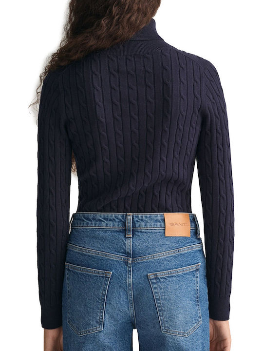 Damen Langarm Pullover Baumwolle Rollkragen Dark Blue