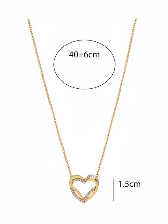 Awear Halskette Doppelter mit Design Herz aus Stahl mit Zirkon