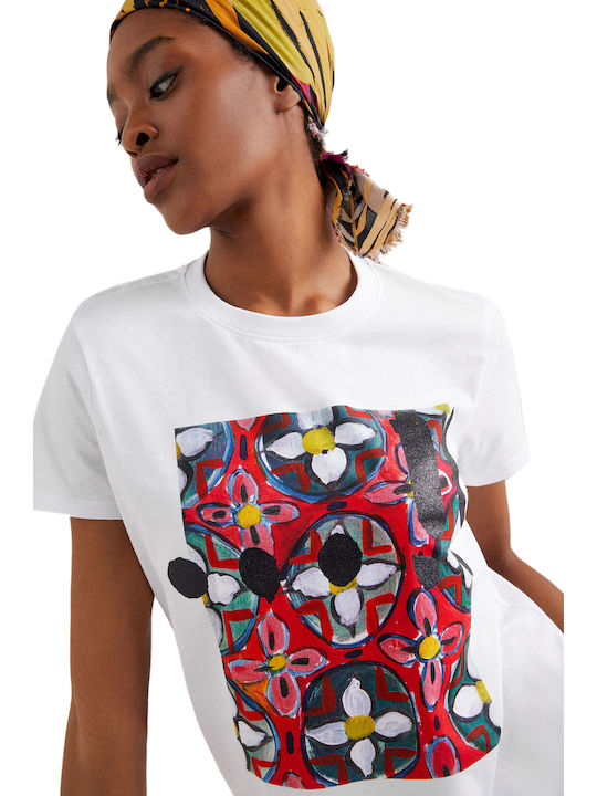 Biarritz Γυναικείο Crop T-shirt Floral Λευκό