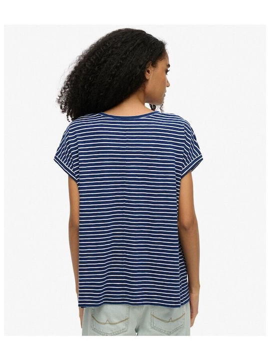 Women's T-shirt Striped Navy/optic Stripe