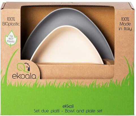 eKoala Παιδικό Σετ Φαγητοδοχείου από Πλαστικό Λευκό 2τμχ
