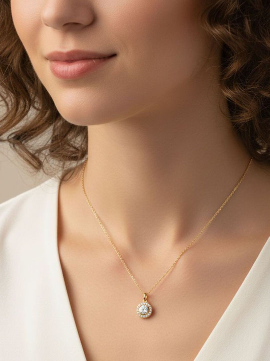 Awear Necklace Rosette from Gold Plated Steel with Zircon
