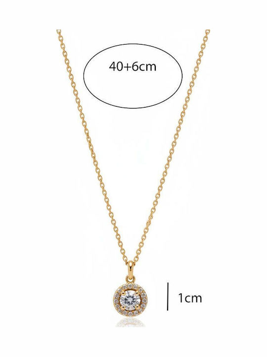 Awear Necklace Rosette from Gold Plated Steel with Zircon