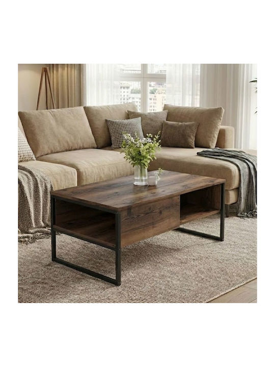 Rectangular Central Coffee Table Lawrence Wooden Brown W105xL60xH46cm