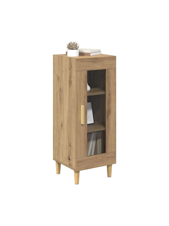 Floor-standing Living Room Display Cabinet made of Particleboard with Glass Oaks 34.5x32.5x90cm