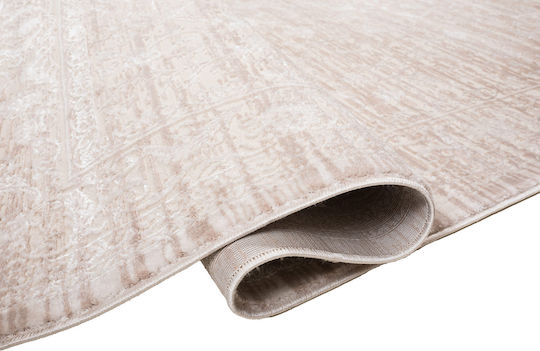 Klonaras Vintage 9303 Teppich Rund Synthetisch,Polyester/Cotton/Leather Cream Beige