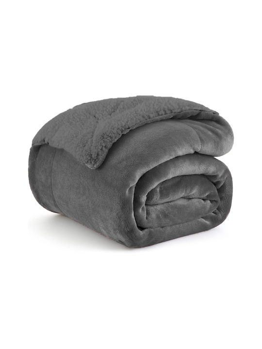 Ehome Sherpa Decke Übergröße 220x240cm Dunkelgrau PROV-Grau Dunkel