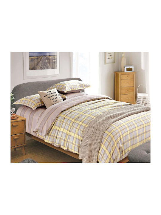 Palamaiki B0614 Set Coverlet Queen Size Grey-yellow 220x240cm 5pcs
