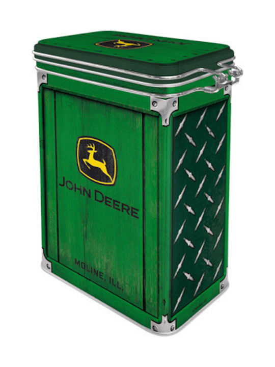 Nostalgic Art John Deere - Diamond Plate Green Κουτί Δημητριακών / Ζυμαρικών με Καπάκι & Βάση Μεταλλικό Πράσινο 11x8x18cm 1τμχ
