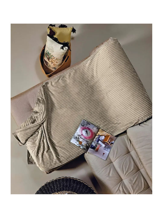 Kentia Sergio Three-Seater Sofa Throw Fleece 180x280cm 26 Beige