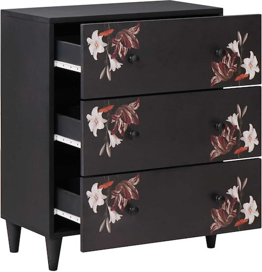 Wooden Chest of Drawers with 3 Drawers Colorful 60x33.5x75cm