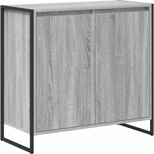 Wooden & Metallic Chest of Drawers Gray Sonoma 79x36x75cm