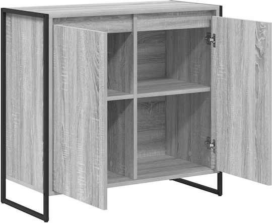 Wooden & Metallic Chest of Drawers Gray Sonoma 79x36x75cm