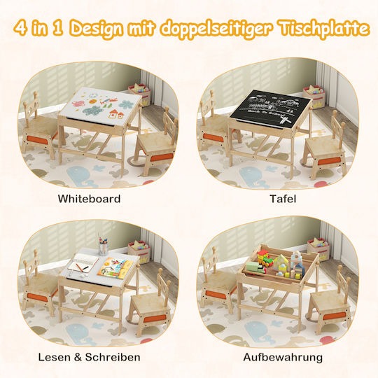 Kids Table and Chairs Set for Painting made of Wood White Costway
