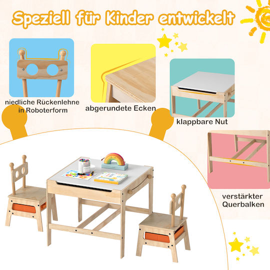 Kids Table and Chairs Set for Painting made of Wood White Costway