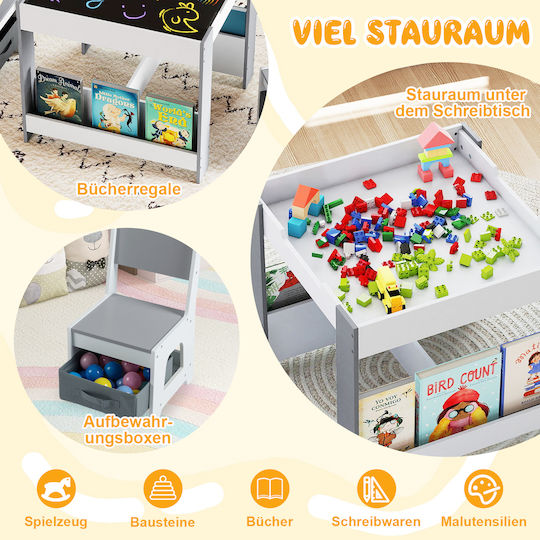 Kinder Tischset mit Stühlen zum Malen Gray Costway