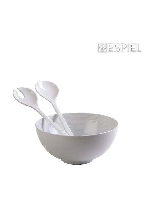 Espiel Blues Ceramic Salad Bowl White 15.5x15.5x7.6cm