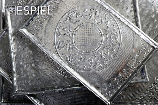 Espiel Διακοσμητικός Δίσκος Aluminium Aluminium Servierplatte Gravur 26cm Rechteckig 26x17cm 1Stück