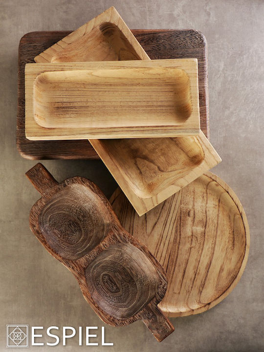 Espiel Wooden Dessert Divided Serving Plate with 3 Slots Brown Ø45cmxY4cm 13x45x4cm 2pcs