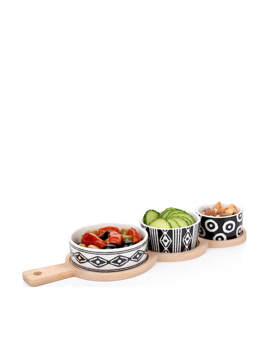 Atmosphera Ceramic Dessert Tower Stand 3 Slots with Base Multicolour Ø35xH4.8cm W12xL12xH4.8cm 4 Pieces